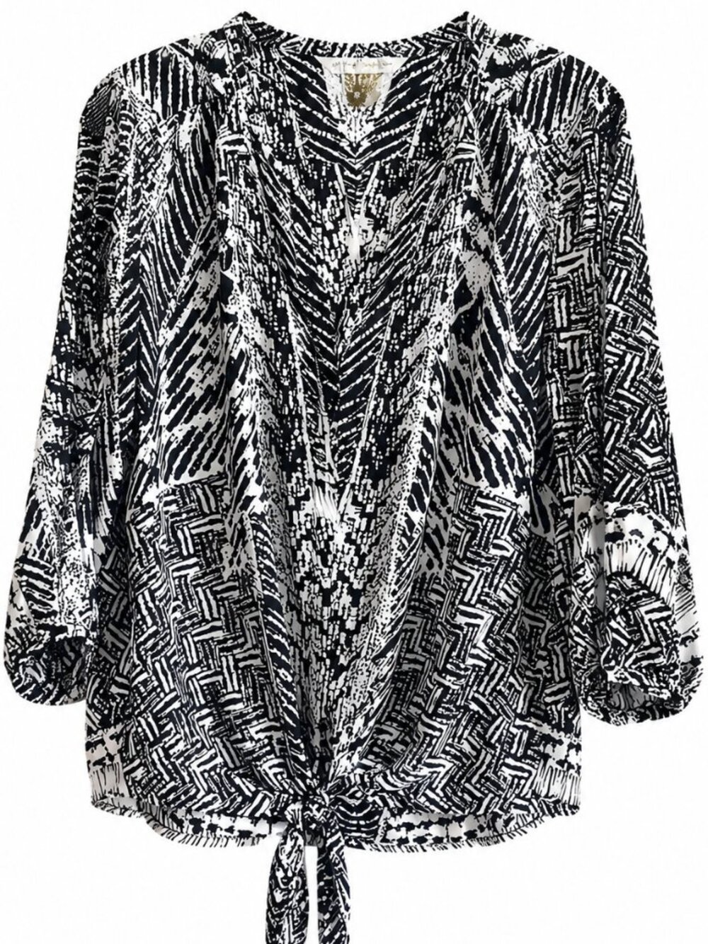 Size 6 black & white cold shoulder blouse. Button close. Chic Casual or Dressy